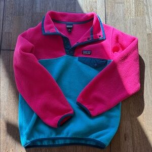 Patagonia Bright Pink and Teal Kids Fleece Jacket